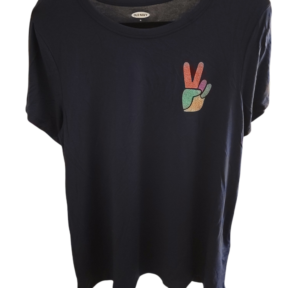 Blue glitter Peace tee